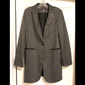 Tommy Hilfiger Grey/Black Houndstooth Long Blazer